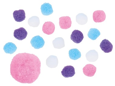 Pom Poms 2.5 cm, 20 pcs in bag, Pastel Colours