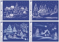 Decorative Window Cling with Glitter Winter Snowy Landscape 35 × 50 cm