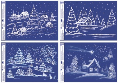 Decorative Window Cling with Glitter Winter Snowy Landscape 35 × 50 cm