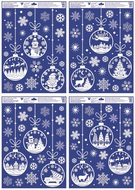 Decorative Window Cling– with Glitter, White Baubles 35 × 50 cm