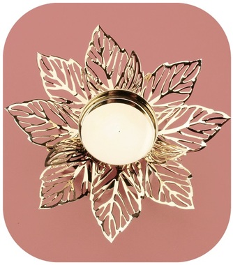 Metal Candle Holder Golden Flower 12 x 4 x 12 cm, for tealight