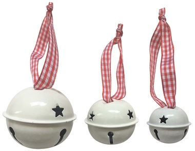Fehér harangok masnival, vegyes méretek (3, 4, 5 cm), 8 db organza tasakban