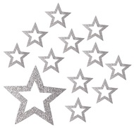 30036 Hvězdy s glitrem 5 cm, 12 ks stř&iacute;brn&eacute;-1