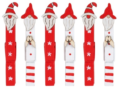 Red Santa on peg, 8,5 cm, 6 pcs