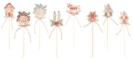 Christmas Deco on Stick MIX of 8 motifs, wooden 24 pcs