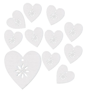 Wooden Heart 3 x 3 x 0,3 cm, 12 pcs, w/Tape