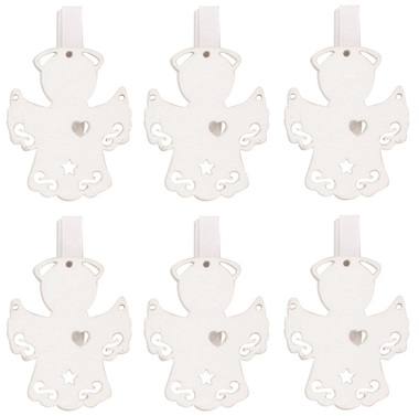 Wooden Angel 3 x 3 x 0,5 cm on Peg, 6 pcs