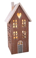 31015 Dřevěn&yacute; domek hněd&yacute; s patinou na postaven&iacute; s LED 10 x 20 x 9 cm -2