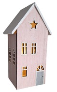 31016 Dřevěn&yacute; domek b&iacute;l&yacute; s patinou na postaven&iacute; s LED 10 x 20 x 8 cm -2