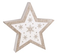 31502 Hvězda s b&iacute;l&yacute;m potiskem dřevěn&aacute; na postaven&iacute; 12 x 12 x 2 cm-1