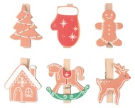 Mix of wooden Deco on a Peg approx. 3 x 4 x 0.3 cm 6 pcs in a Bag