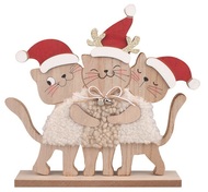 31551 Kočky v červen&yacute;ch čepic&iacute;ch dřevěn&eacute; na postaven&iacute; 23,5 x 22 x 4 cm-1
