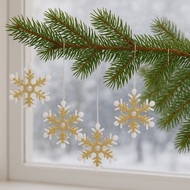 3277 Vločka b&iacute;lozlat&aacute; 4 ks v s&aacute;čku, 6 cm-2