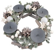 33003 Adventn&iacute; sv&iacute;cen věnec s b&iacute;l&yacute;mi kuličkami 30 cm-1