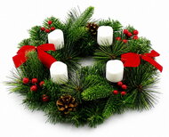 33024 Adventn&iacute; Věnec z větviček 4 LED sv&iacute;čky, ? 30 x 14 cm