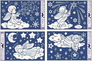 Decorative Window Cling with Glitter White Angels on a Cloud 27 × 20 cm