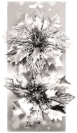 Decorative poinsettia silver on clip 2 pcs, 14 cm