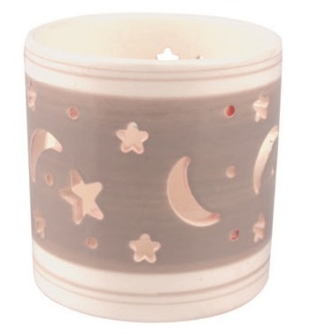 Ceramic Candle Holder Star Sky, Grey and White 7 x 9 cm 