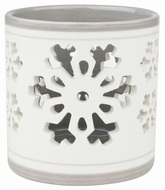 Ceramic Candle Holder with Snowflakes, Grey and white 7,5 x 7,5 cm 