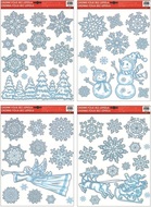 Decorative Window Cling  with Glitter Snowflakes, Snowman, Angel 38 × 30 cm