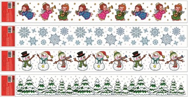Decorative Window Cling Stripes Forest, Snowflakes And Snowmen 55 × 7 cm