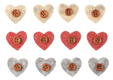 Heart with Sticker 3 x 3 x 0,3 cm, 12 pcs in Bag