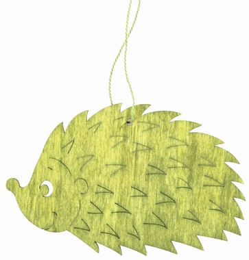 Wooden Hanging Hedgehog green 12 cm