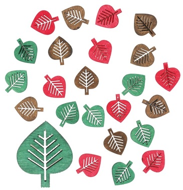 Wooden Leaves 1,5 x 2 x 0,3 cm, 24 pcs