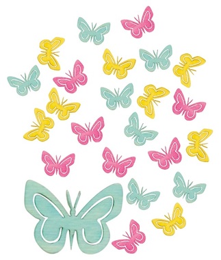Wooden Butterflies 2 cm, 24 pcs