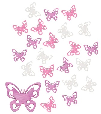 Wooden Butterflies 2 cm, 24 pcs