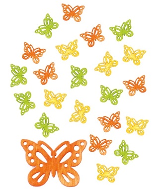 Wooden Butterflies 6 x 5 x 0,3 cm, 24 pcs