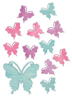 Wooden Butterflies 4 x 4 x 0,3 cm, 12 pcs
