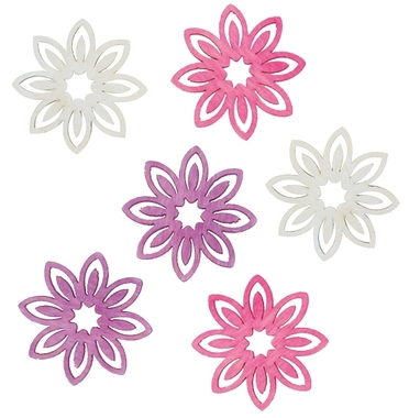 Wooden Flowers 6 x 6 x 0,3 cm, 6 pcs 
