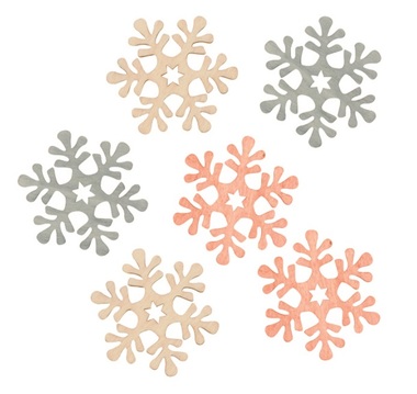 Wooden Snowflakes 6 cm, 6 pcs