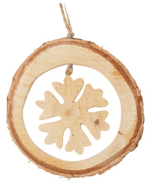 Wooden Snowflake in Oval O 10 x 1 cm