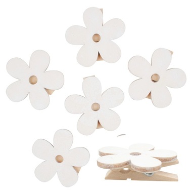 Wooden Flowers with Peg 4 x 4 x 0,3 cm, 6 pcs