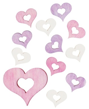 Wooden Hearts 2 x 2 x 0,3 cm, 24 pcs