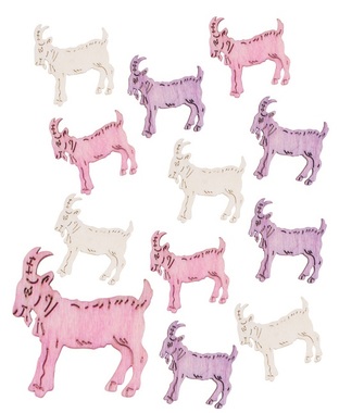 Wooden Goats 4 x 4 x 0,3 cm, 12 pcs