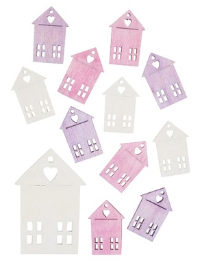 Wooden Houses 2,5 x 4 x 0,3 cm, 12 pcs