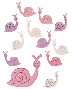 Wooden Snails 4 x 4 x 0,3 cm, 12 pcs