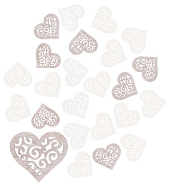 Wooden Hearts 2 x 1,5 x 0,3 cm, 24 pcs