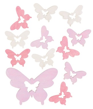 Wooden Butterfly 4 x 3 x 0,3 cm, 12 pcs