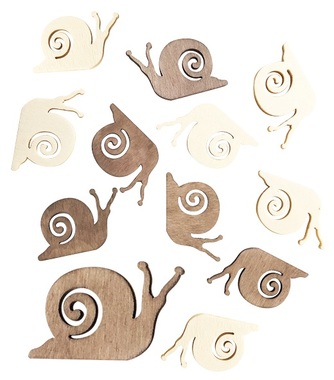 Wooden Snail 4 x 2,5 x 0,3 cm, 12 pcs