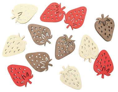 Wooden Strawberry 2,5 x 4 x 0,3 cm, 12 pcs