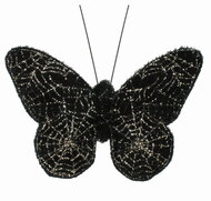 Fekete pillangó pókhálókkal 8 × 5,5 × 1 cm, csipeszen