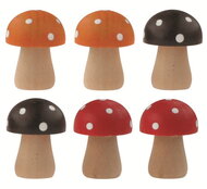 Fa gombák vegyes színben 2,5 × 3 × 2,5 cm, 6 db zacskóban