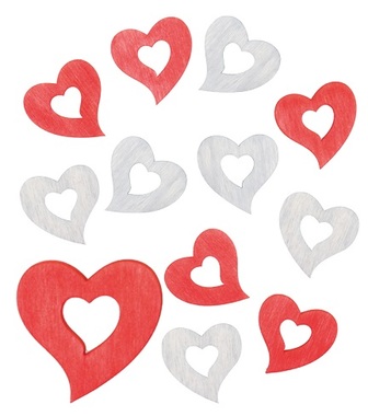 Wooden Hearts 4 x 4 x 0,3 cm, 12 pcs