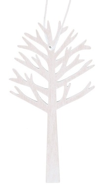 Hanging Wooden Tree 10 cm, White 