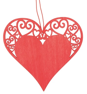 Hanging Wooden Heart 10 x 10 x 0,3 cm, Red 