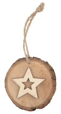 Hanging Wooden Oval w/Star O 8-10 x 1 cm